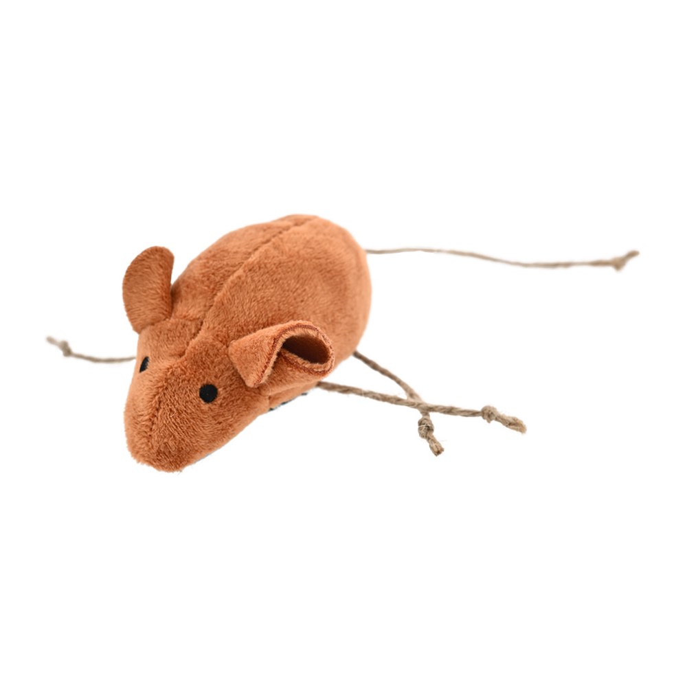 Игрушка для кошек Foxie Мышка плюшевая с веревками 10х6см